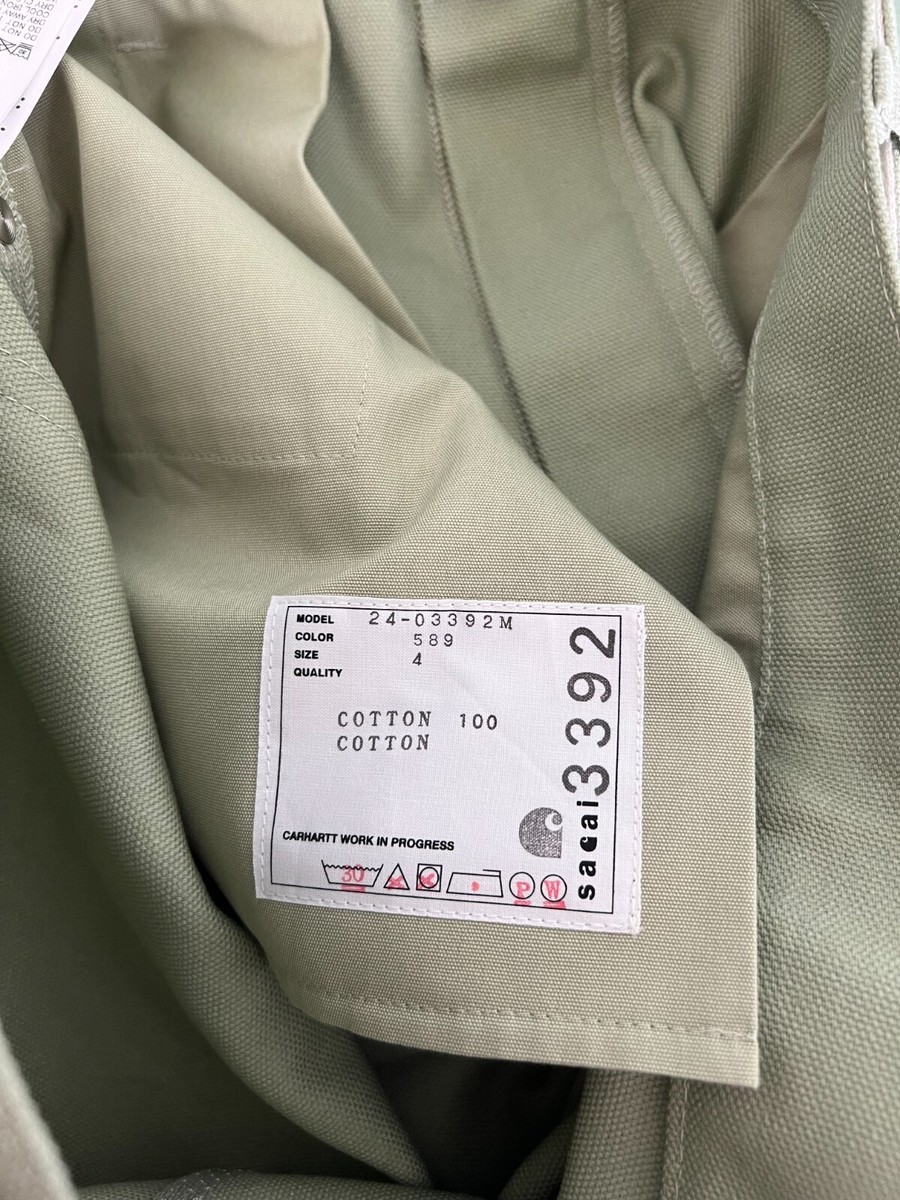 sacai x Carhartt WIP Duck Shorts - Size JP 4 - Green - NEW sacai x Carhartt WIP Duck Shorts - Size JP 4 - Green - NEW