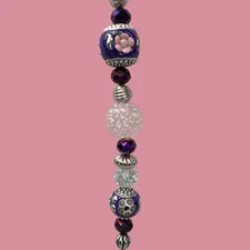 Hildie & Jo Beaded Strand Purple & Pink Glass Accents Floral Metal Spacers