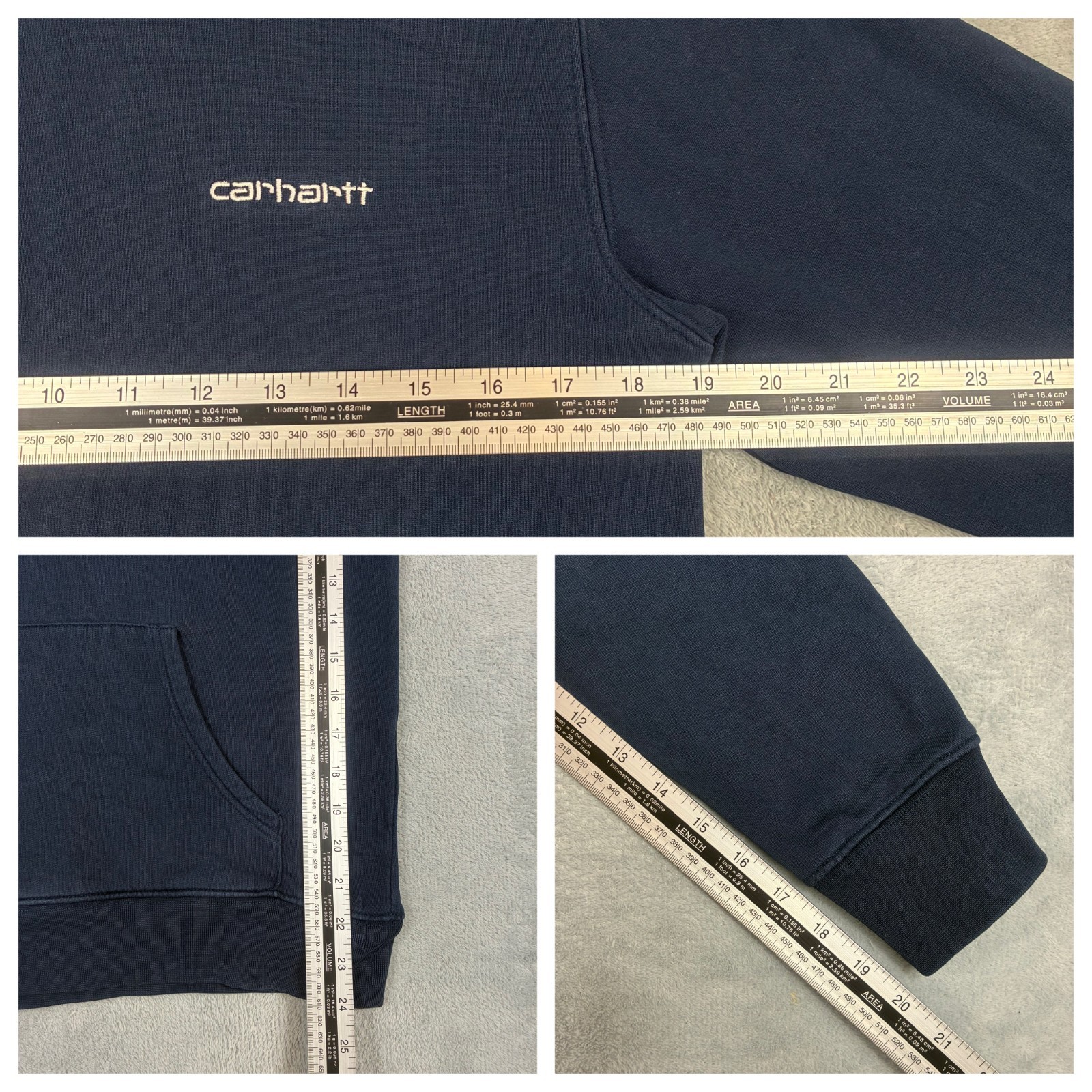 VTG Carhartt 2000's Y2K Navy Blue Heavyweight Size XS Pullover Hoodie image 5