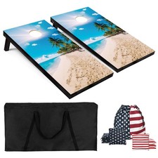 Cornhole Board Set 4x2 Regulation Size Cornhole Set with 4 2FT Beach Palm Trees