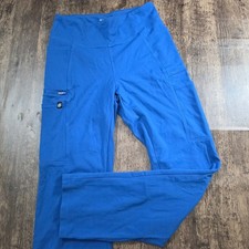 JAANUU Scrub Pants Womens M/L Blue Yoga Waist Cargo Utility Pockets Straight Leg