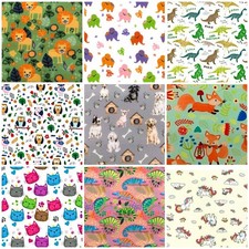 Printed Poly Cotton Fabrics Novelty Animal Themed Childrens Designs For Crafts