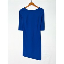 NEW Halston Heritage Asymmetric Cocktail Dress 3/4 Sleeve Size 0 Blue