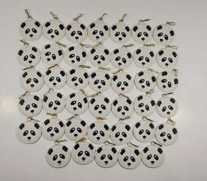 LOT OF 40 2" ROUND PANDA FACE LEATHER PURSE CHARM FROM ESTEE LAUDER