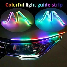 Rgb App Sequential Flexible Led Drl Turn Signal Strip Light Headlight 2x 30cm