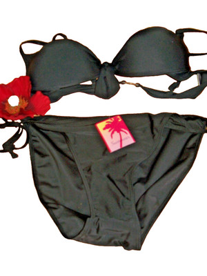 Store Twenty One 18 schwarzes gepolstertes Bügel-Bikinioberteil & Bikiniunterteil mit Seitenbindung