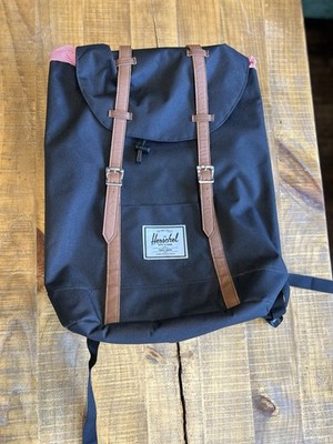 Herschel Backpack - Black / Leather Buckle Straps / Good Condition / Rare