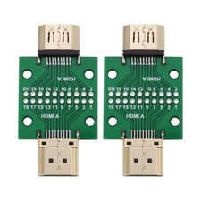2Pcs HDMI A Type Male to Female 19 Pins 2.54 mm Double-Sided Socket Breakout ...