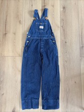 Vintage Round House Blue Denim Bib Overalls Youth Size 12 Made in USA Read