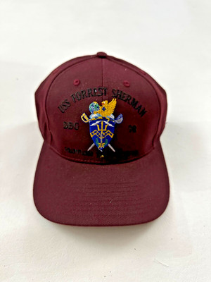 The Corps USS Forrest Sherman DDG 98 ETT Logo Dark Red Baseball Cap Hat One Size