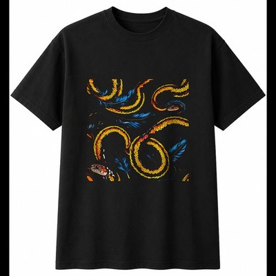 Corn Snake with Feathers Reptil Herren T-Shirt Schwarz 100% Baumwolle Grafik Tee