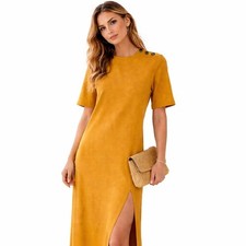 Sézane Robe Emy Dress Ocre Gold Size S NWT