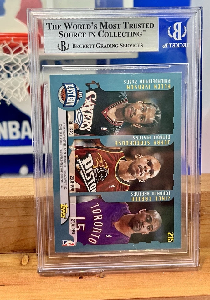 2001 Topps #215 Scoring Leaders Shaq Kobe Webber Iverson Stackhs Carter BGS 8.5 - Image 3 of 3