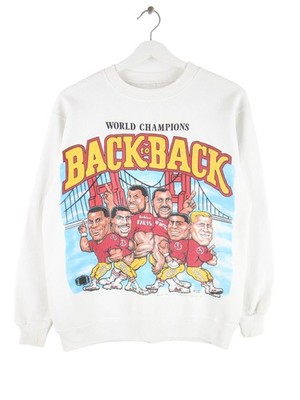 Vintage 1990 NFL San Francisco 49ers Back To Back Print Sweater Weiß XS Herren
