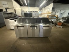 TRUE TSSU-72-30M-B-ST 72” MEGA TOP SANDWICH PREP TABLE COOLER USED