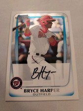 Bryce Harper Rookie Card 2011 Bowman Chrome Prospects Autograph #BCP1 Nationals. rookie card picture