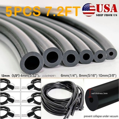 #ad 5PCS 7.2FT Silicone Vacuum Hose Line Kit 5 32quot; 1 2quot; High Temp Tubing for Car $28.69