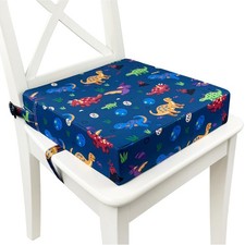 Portable Toddler Dining Booster Seat w/ Straps, Non-Slip Washable Cushion Dino 