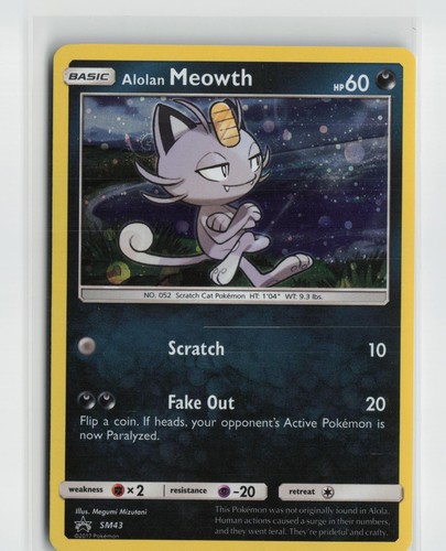 Alolan Meowth - SM43 Holo Promo Sun & Moon Promo Pokemon Near Mint
