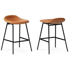 Set of 2 Kempton Counter Height Stool Camel Brown - WyndenHall: Upholstered,