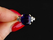 Art Deco Style 18ct Yellow Gold, Amethyst & Diamond Ring - Size Q