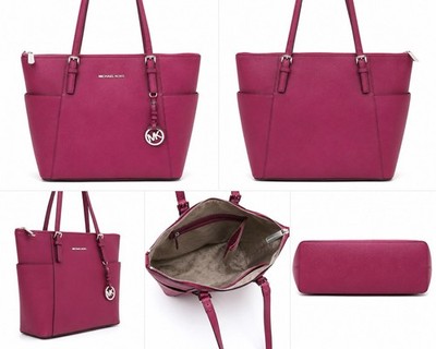 Michael Kors Pink Leather Jet Set Travel Tote Shoulder Bag