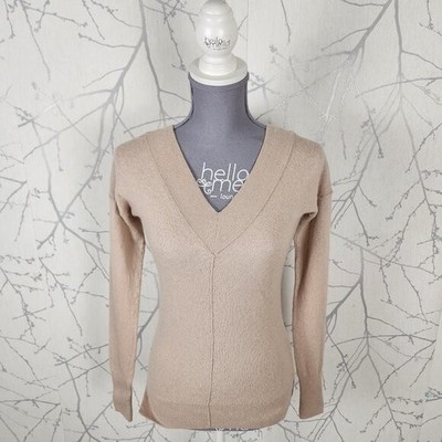 Club Monaco Beige Cream Wool Blend V-Neck Sweater | Women's XS