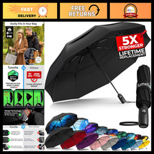 "Compact Windproof Travel Umbrella - Automatic Folding, Lightweight  Durable, F