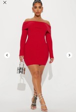 FASHION NOVA NWT Red Off The Shoulder Midi Sweater Dress SIZE LARGE