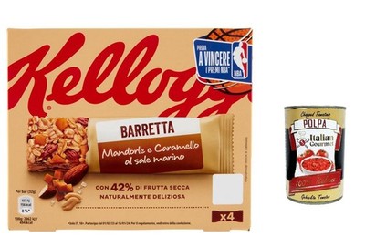 6x Barretta Kellogg s Mandorle e Caramello Karamell und Mandeln 128g+Polpa 400g