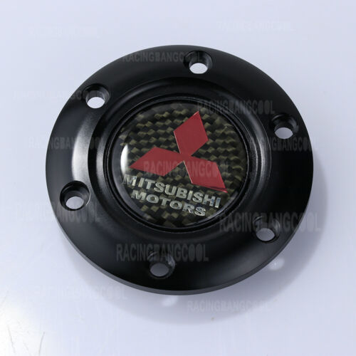 for Mitsubishi Carbon Fiber Sprot Steering Wheel Horn Button+Black Aluminum Edge - Bild 1 von 4