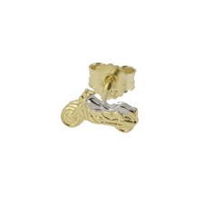 1 Männer Echt Gold 585 (14 Kt) bicolor Herren Single Ohrstecker Motorrad Chopper
