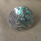 Genuine Natural Abalone Shell Sterling Silver 925 Coin Ring SIZE 7  — photo 5