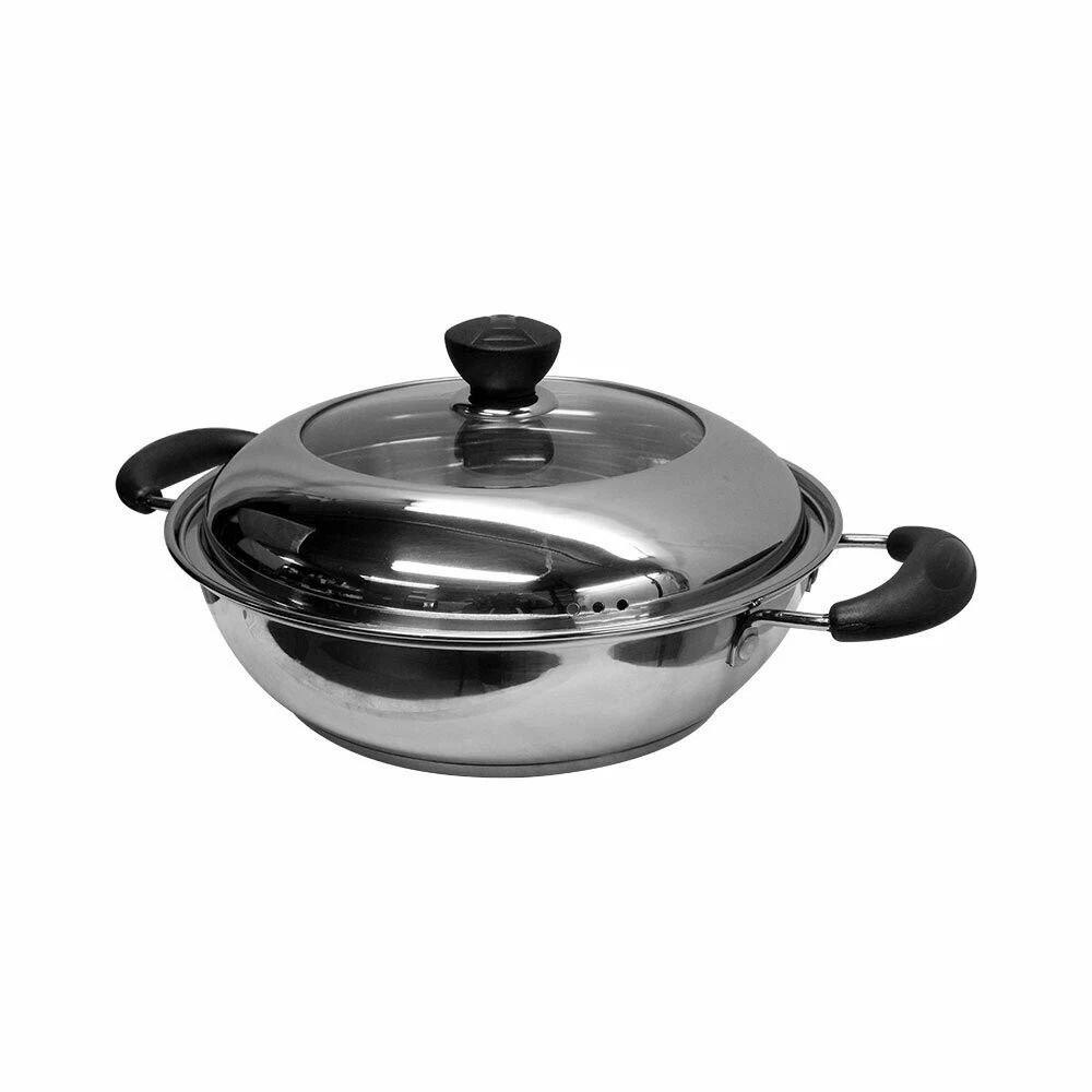 Stainless Steel 10" HOT POT Cookware Mirror Finish See Through Lid Pots and Pan