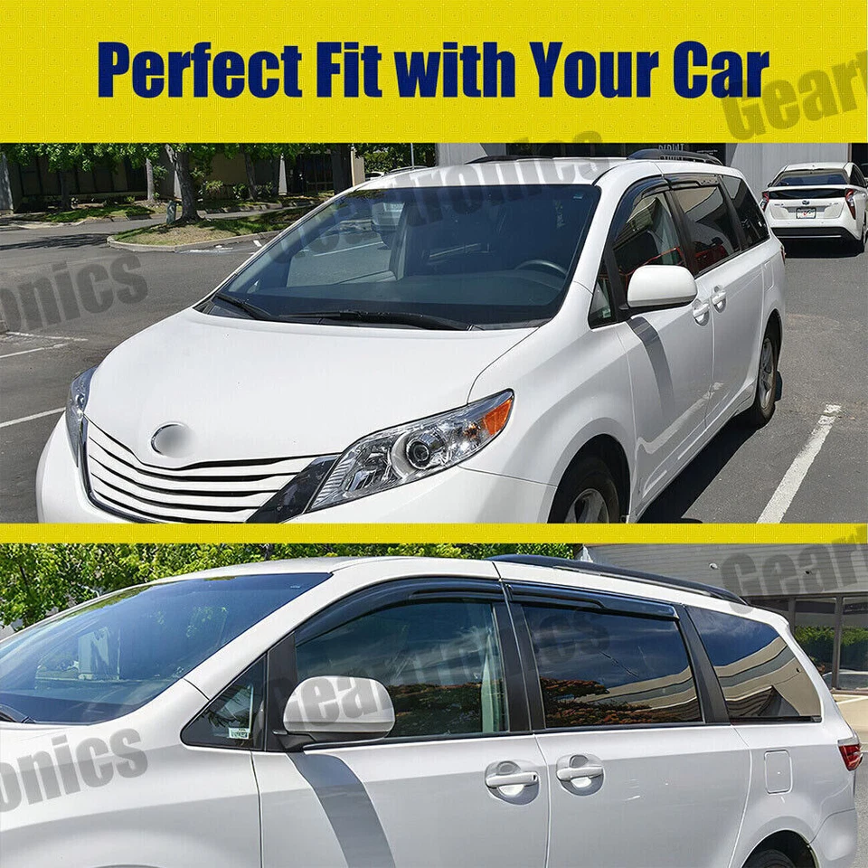 For Toyota Sienna 2011-2020 Window Visors Vent Sun Shade Rain Deflector Guards - Image 2 of 4