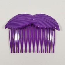 Vintage Hair Side Comb PURPLE LEAVES 2.75" Leaf Retro 1980s 1990s EXC