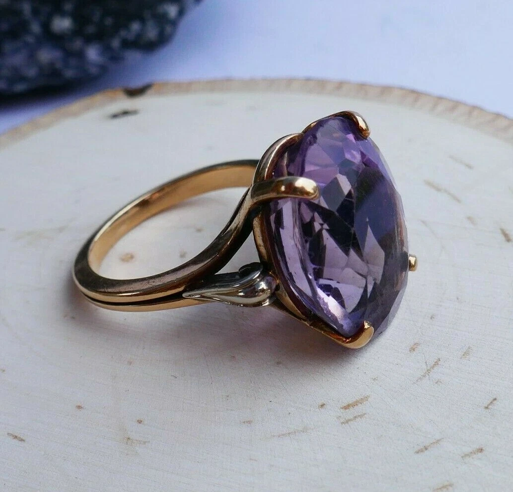 Ladies 14K Yellow Gold Amethyst Ring Size 6 eBay