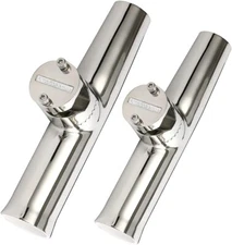 2 Pack Stainless Clamp on Fishing Rod Holder for Rails 1" to 1-1/4" Rail Mount