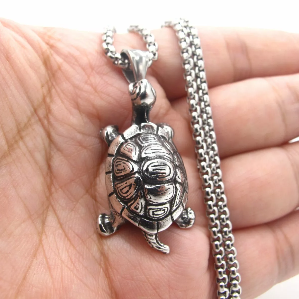 ruido Rascacielos Desmañado Collar Colgante Tortuga Tortuga de Acero Inoxidable Joyería Hombres Regalo  de Plata | eBay