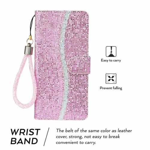 Bling Glitter Flip Leather Wallet Case For iPhone 7 8+11 12 13 14 15 16 Pro Max - Picture 6 of 29