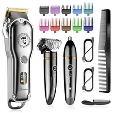 Hatteker Hair Clipper Cordless Nose Hair Trimmer Barber Clipper T-Blade Trimmer