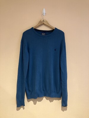 Joules Mens Retford Cotton Merino Knit Crew Neck Teal Jumper Size Large  UK