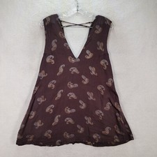 Free People Womens Dress Size XS Brown Paisley Jagger Print V Neck Boho Mini