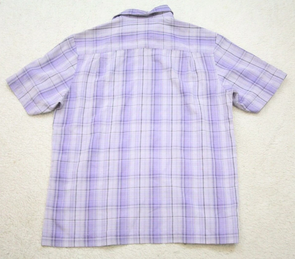 Medium Via Europa Short Sleeve Purple Rayon Poly Pocket Dress Shirt Top WW25 - Image 2 of 4