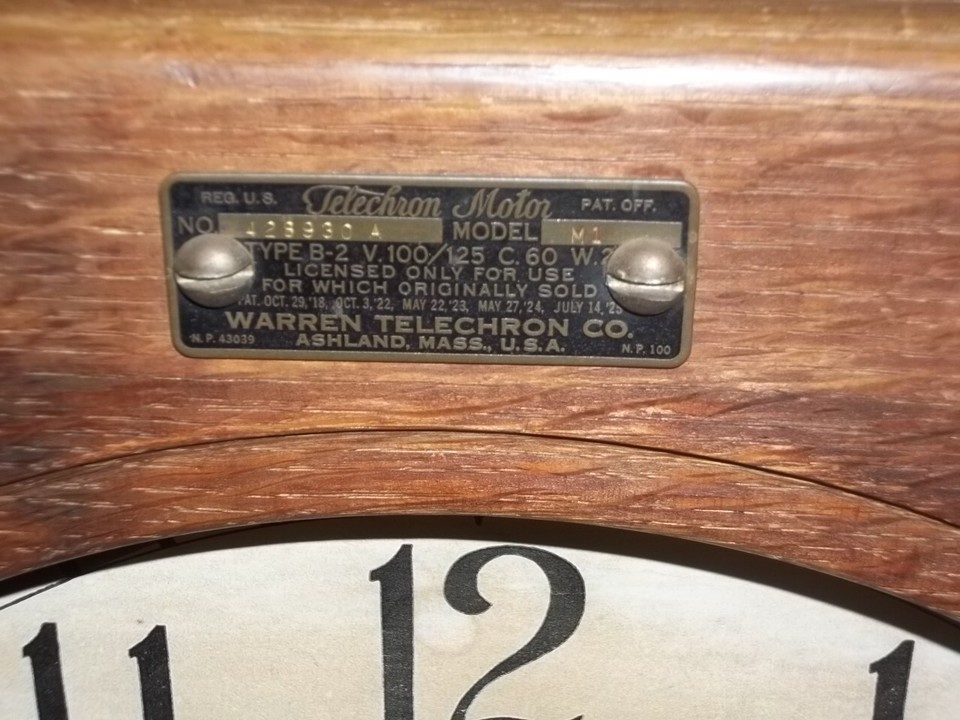 Warren Telechron Model M1 Clock No Mechanism Ashland Mass eBay