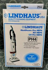 GENUINE LINDHAUS PH4 Bags for HealthCare Pro HEPA Vacuum 10 Bags PLUS 2 Filters
