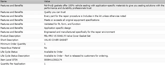 Juego de juntas de cubierta de válvula OEM FEL-PRO para MITSUBISHI ENVAVOR V6-3,8 L 2010-2011 Foto 2 de 4