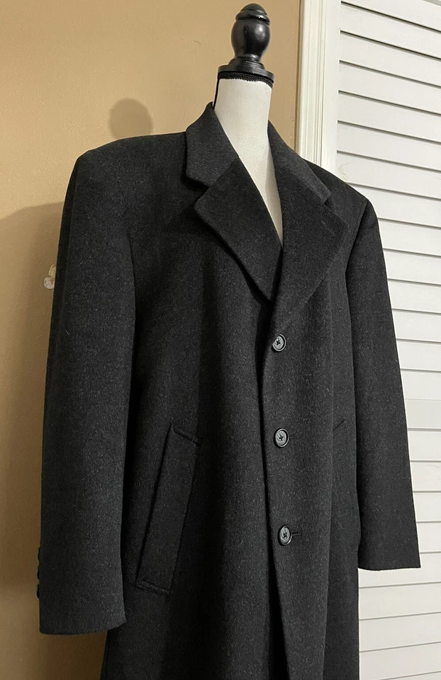 Abrigo para hombre BERT PULITZER negro carbón lana cachemir talla 44/pequeño Foto 2 de 4