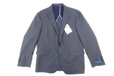 COLE HAAN PLAID GRAY BLUE 44 REG WOOL BLEND SUIT TOP SEPARATE MENS DEFECT