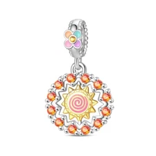 KUNSIR 925 Sterling Silver Charm Sun Position Star Bead For Bracelet Charm Gifts